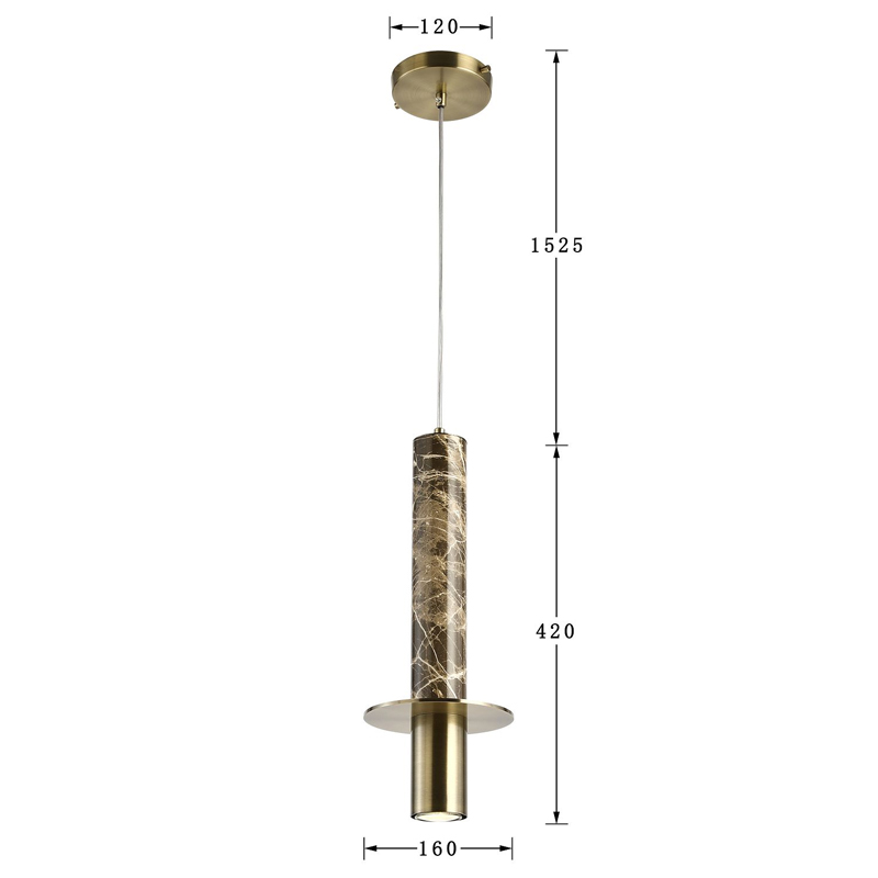 Подвесной светильник с декором под коричневый мрамор Shaw Marble Brass в Самаре