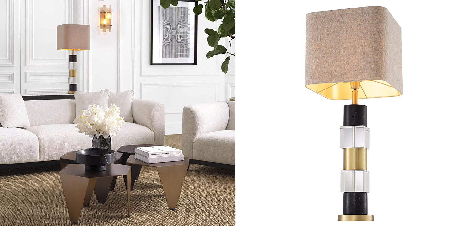 Настольная лампа Eichholtz Table Lamp Black Marble - фото