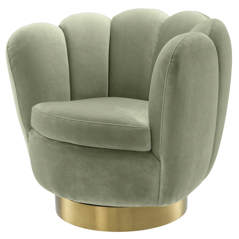 Кресло Eichholtz Swivel Chair Mirage pistache green Зеленый шалфей Матовая латунь в Самаре | Loft Concept 