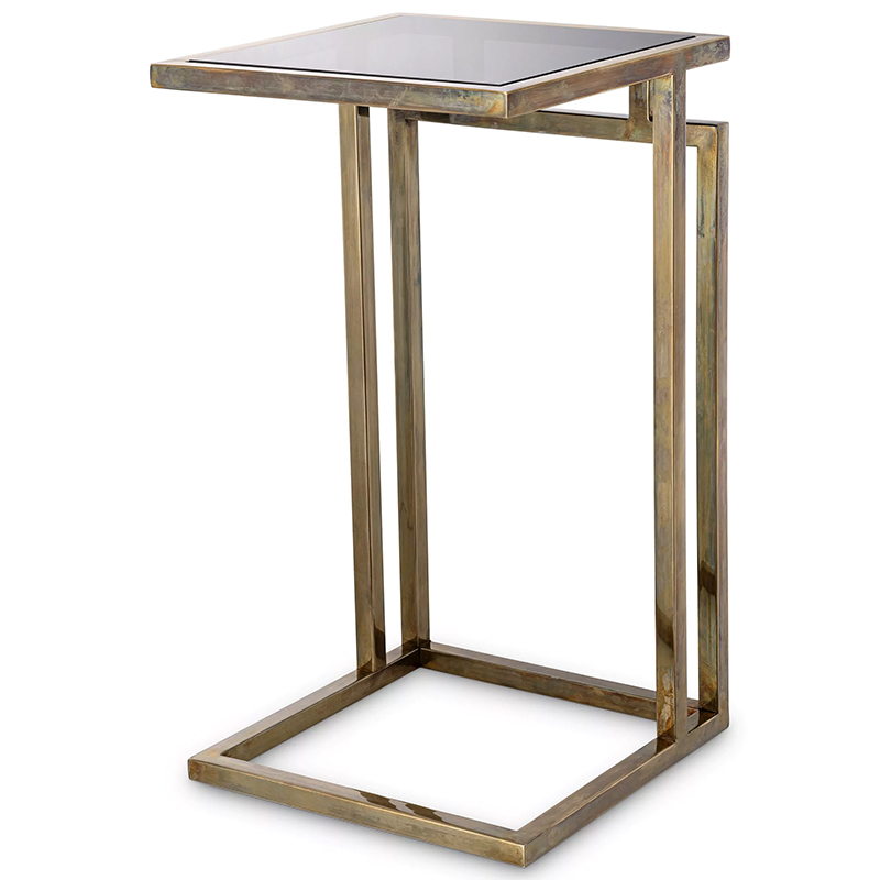 Приставной стол Eichholtz Side Table Marcus Brass Латунь Стекло Смок в Самаре | Loft Concept 