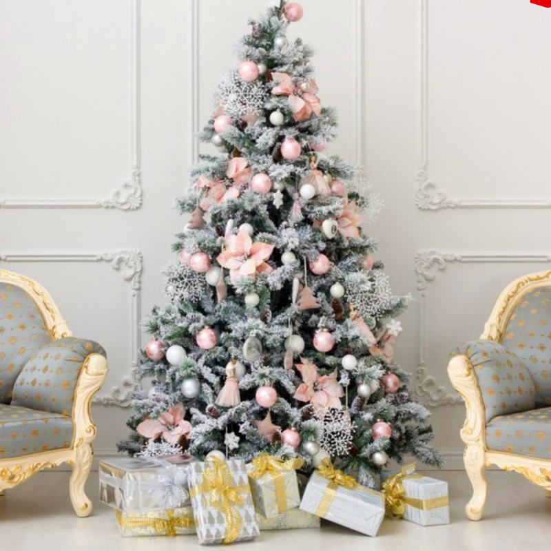 Ель Дизайнерская Розовый декор Christmas Tree Black Pink Fowers Розовый Белый Зеленый в Самаре | Loft Concept 