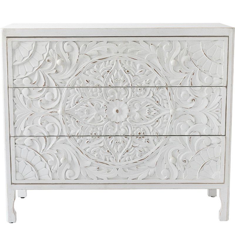 Комод с резным декорированным фасадом Matsi Provence Chest of Drawers Белый Белый в Самаре | Loft Concept 