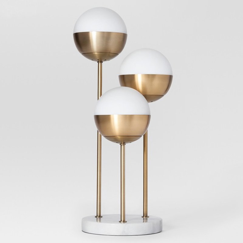 Geneva Glass Table Lamp Triple Globe Белый Латунь в Самаре | Loft Concept 