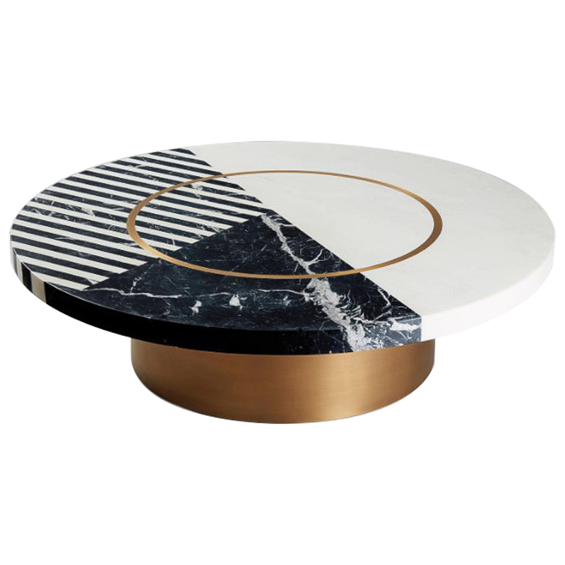 Кофейный стол Mercado Marble Brass Coffee Table Черно-белый Латунь в Самаре | Loft Concept 