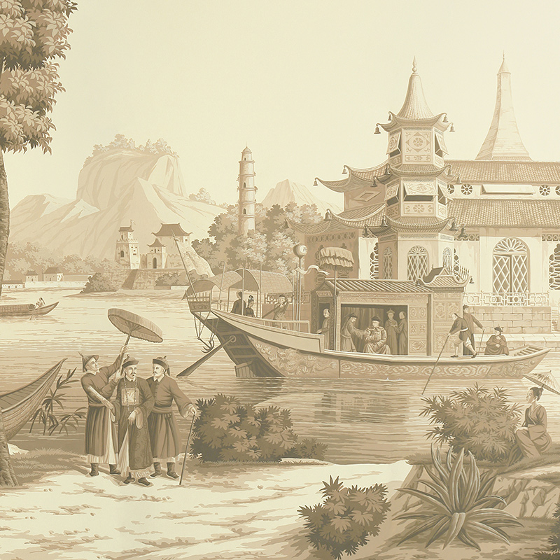 Обои ручная роспись Procession Chinoise Sepia on scenic paper  в Самаре | Loft Concept 