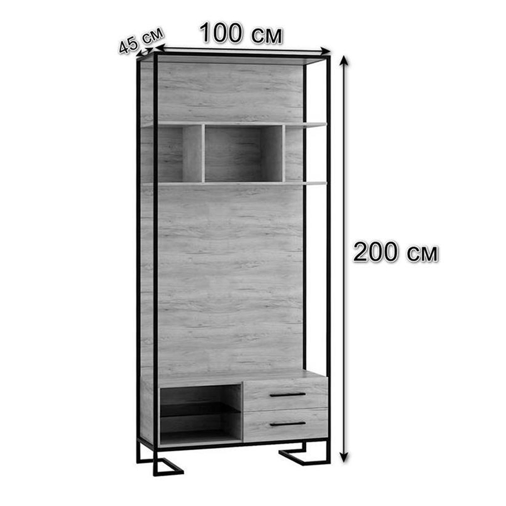 Стеллаж под TV в стиле лофт с открытыми полками и ящиками Urban Style Space в Самаре