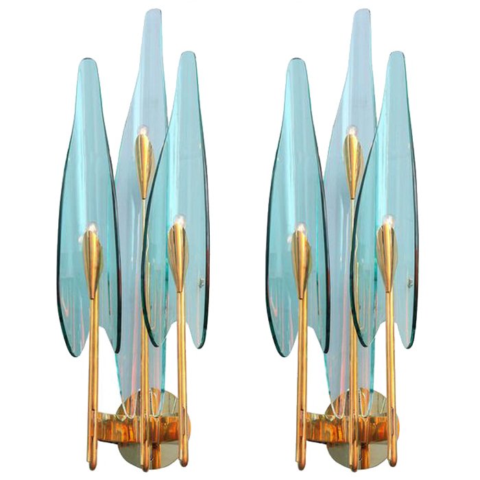 Бра Max Ingrand for Fontana Arte Sconces Золотой Синий в Самаре | Loft Concept 