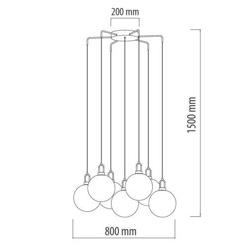 Люстра с 7-ю плафонами из прозрачного стекла в форме шара Orb Cascade  в Самаре