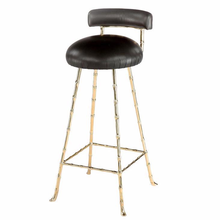 Барный стул High Upholstered Bar Stool Глянцевое золото Черный в Самаре | Loft Concept 