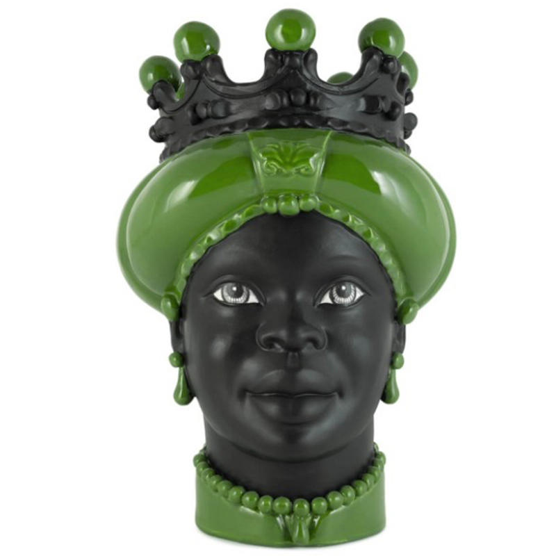 Ваза VASE MORO LADY CROWN DARK light green Черный Зеленый в Самаре | Loft Concept 