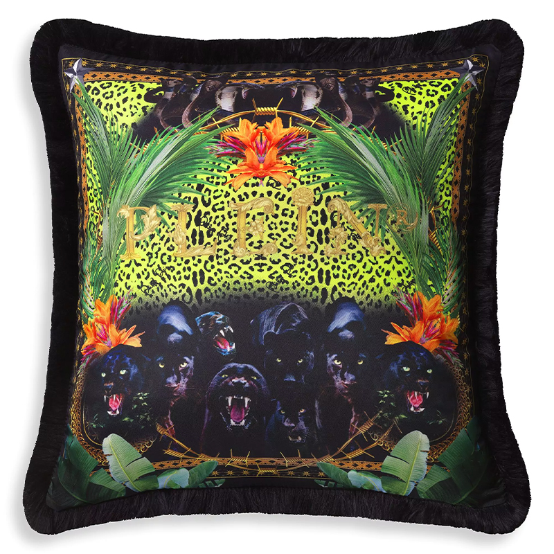 Подушка Philipp Plein Cushion Silk Jungle 50 x 50 Черный Мульти в Самаре | Loft Concept 