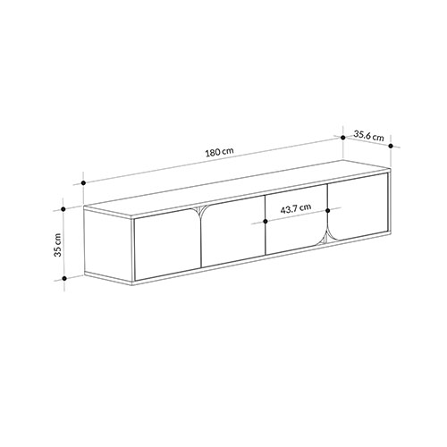 ТВ-тумба подвесная цвета древесины с 4-мя темно-серыми дверцами SPARK TV STAND OAK ANTHRACITE в Самаре