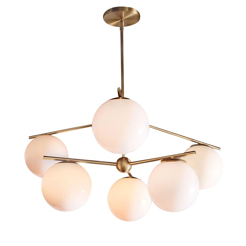 Люстра Sphere Stem 6-Light Chandelier Bronze Латунь Белый в Самаре | Loft Concept 