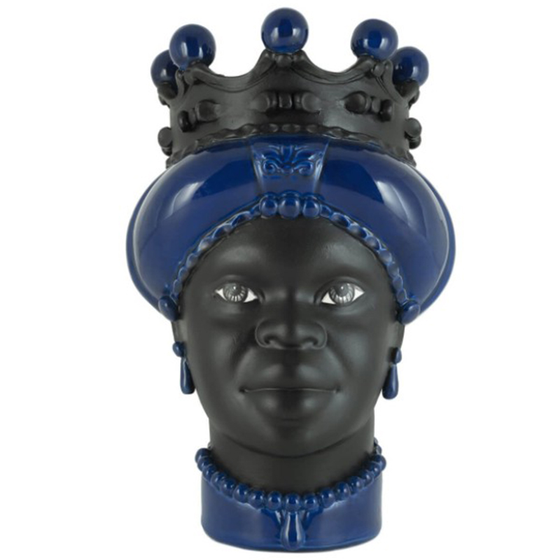 Ваза VASE MORO LADY CROWN DARK blue Черный Синий в Самаре | Loft Concept 