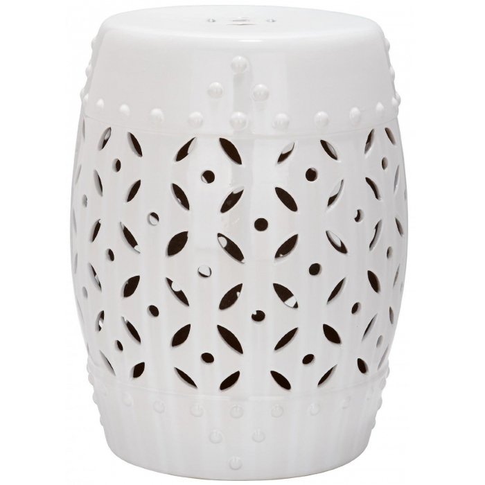 Керамический табурет Coin Lattice Garden Stool - White Белый в Самаре | Loft Concept 