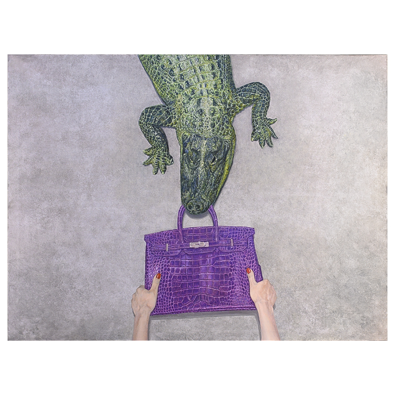 Картина Gator Birkin Hands Серый Фиолетовый Зеленый Красный в Самаре | Loft Concept 