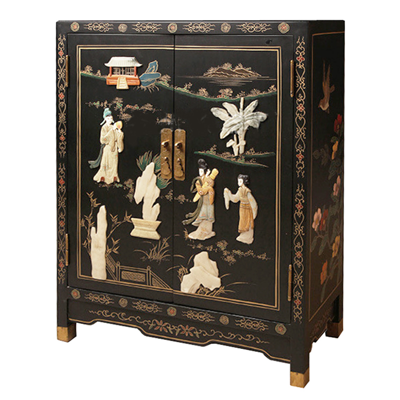 Черный Двухдверный Комод в Китайском стиле с каменным Барельефом Black Chinese Chest of drawers Черный Мульти Черный Двухдверный Комод в Китайском стиле с каменным Барельефом Black Chinese Chest of drawers Черный Мульти в Самаре | Loft Concept