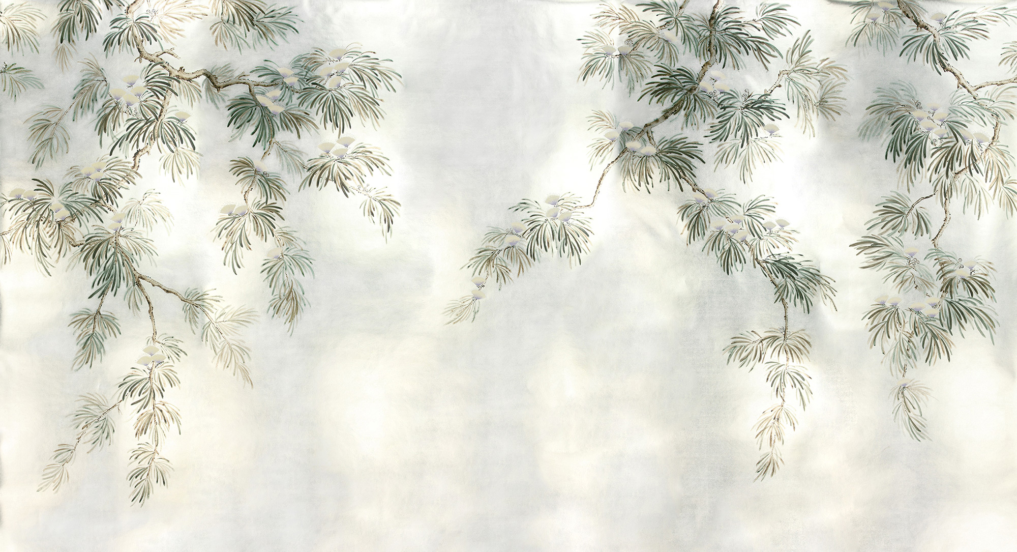 Обои ручная роспись Silk Tree Original colourway on White Metal gilded paper Обои ручная роспись Silk Tree Original colourway on White Metal gilded paper - постер Loft-Concept в Самаре