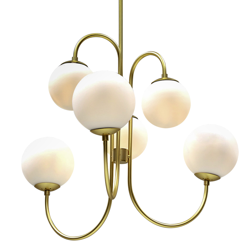 Люстра Gooseneck Pelle Gold Chandelier Белый Золотой в Самаре | Loft Concept 