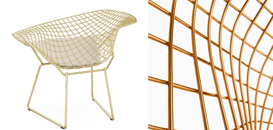 Кресло Bertoia Diamond Chair Gold Кресло Bertoia Diamond Chair Gold - Loft-Concept в Самаре