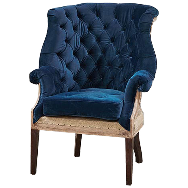 Кресло Gamilton Armchair Blue Синий Коричневый в Самаре | Loft Concept 