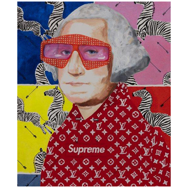 Картина George Washington in Supreme with Scalamandré Zebra Background Мульти в Самаре | Loft Concept 