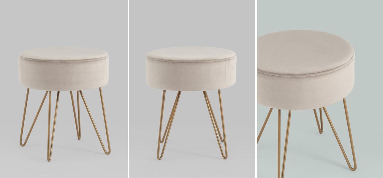 Пуф бежевый велюр Elegant Juliet   - фото