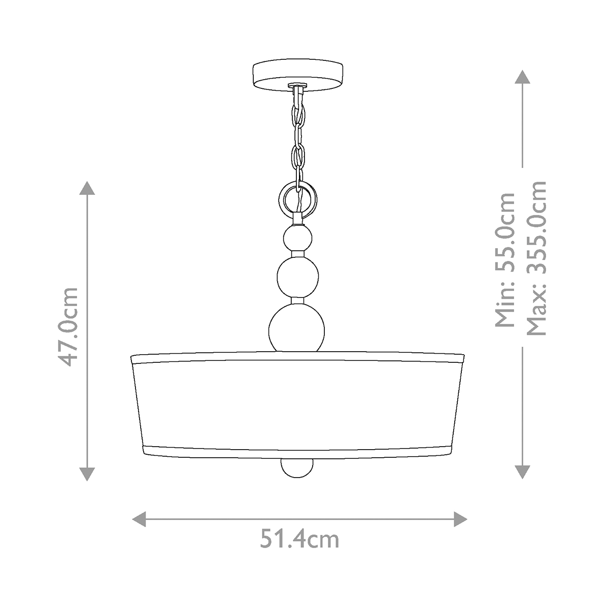 Люстра подвесная с белым тканевым цилиндрическим абажуром и декоративными шарами Hinkley в Самаре