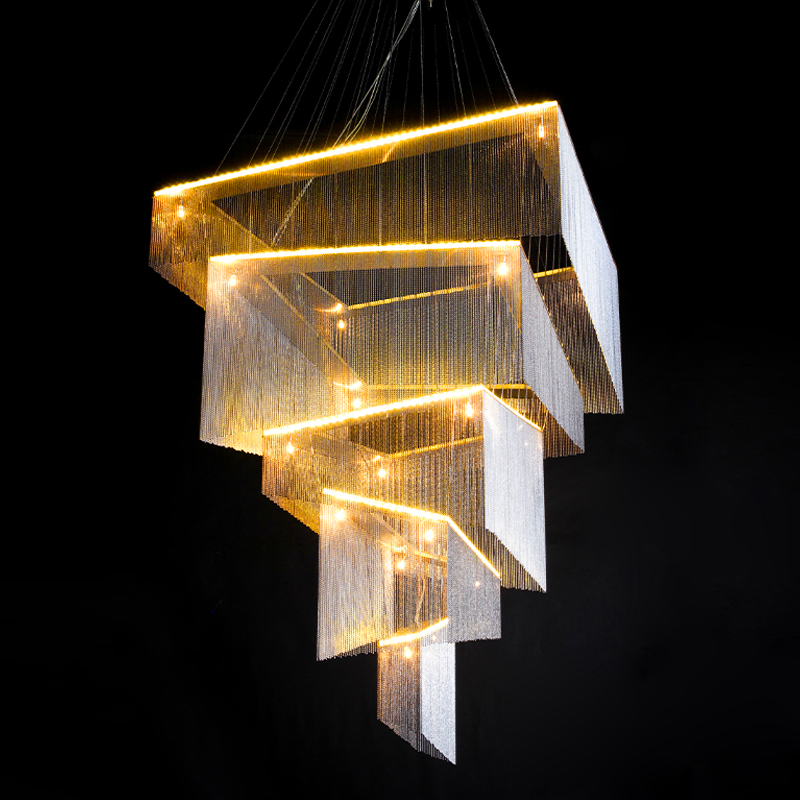 Люстра Золотые цепочки Willowlamp Geometric Storm Gold Золотой в Самаре | Loft Concept 