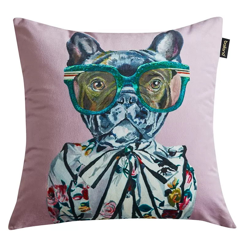 Декоративная подушка Стиль Gucci Dog Fashion Animals Cushion Lilac Мульти Сиреневый в Самаре | Loft Concept 