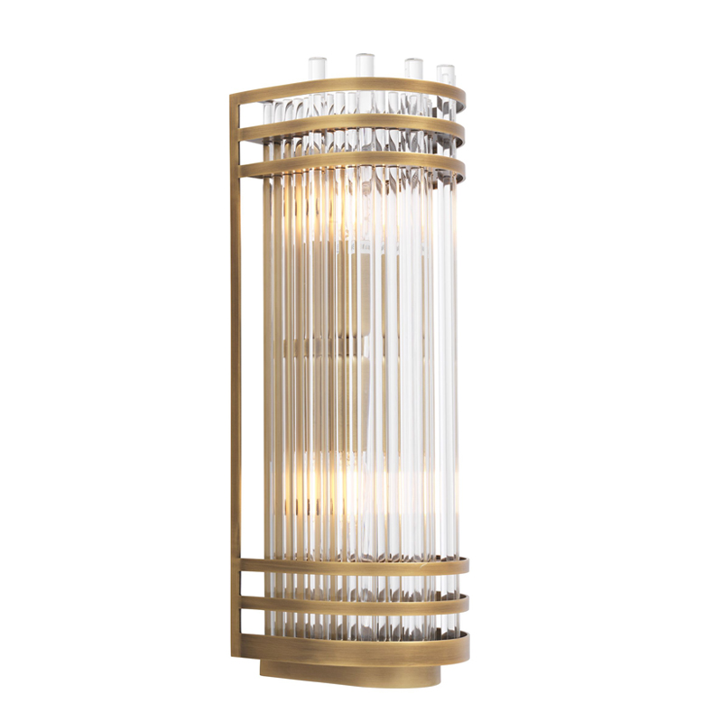 Бра Eichholtz Wall Lamp Gulf S Brass Латунь Античная полированная Прозрачный в Самаре | Loft Concept 