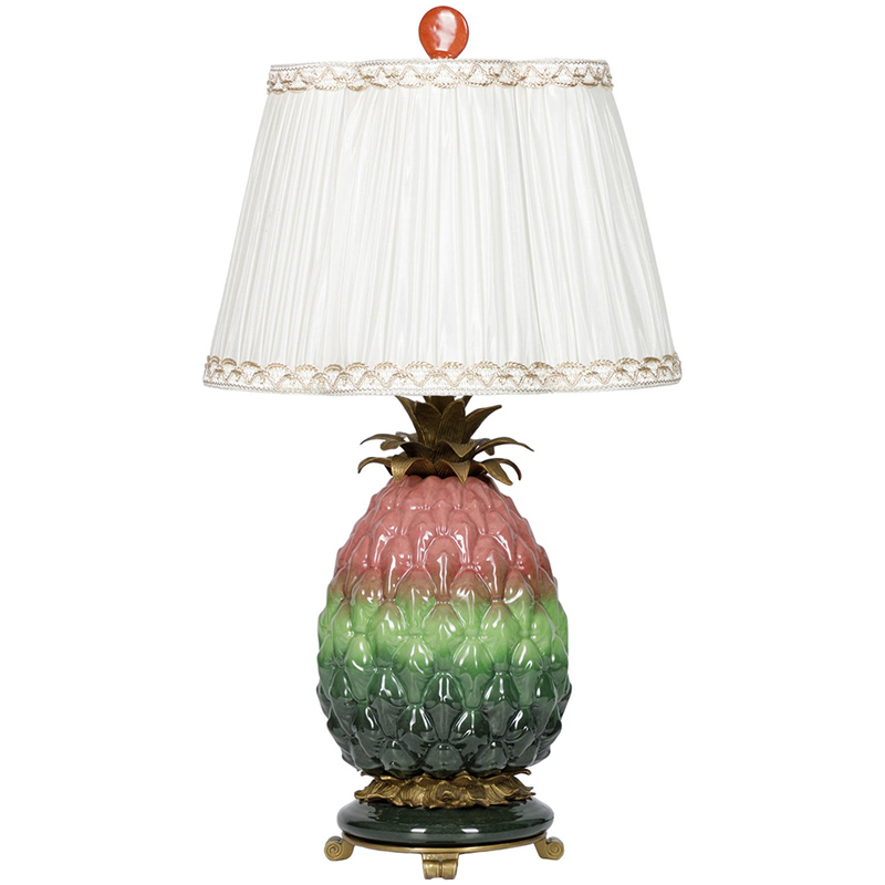 Настольная лампа с абажуром Pineapple Pink Green Table Lamp Белый Розовый Зеленый Салатовый Бронза в Самаре | Loft Concept 