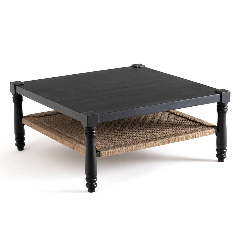 Кофейный стол Didrik Wicker Coffee Table Черный Коричневый в Самаре | Loft Concept 