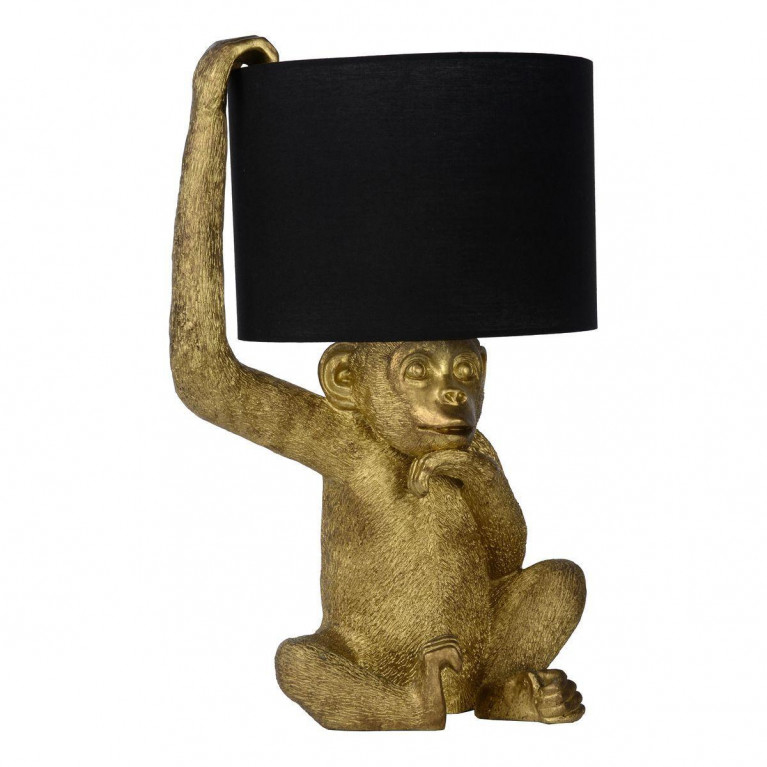 Настольная лампа с Золотой Обезьяной Monkey holding a lampshade Черный Золотой в Самаре | Loft Concept 