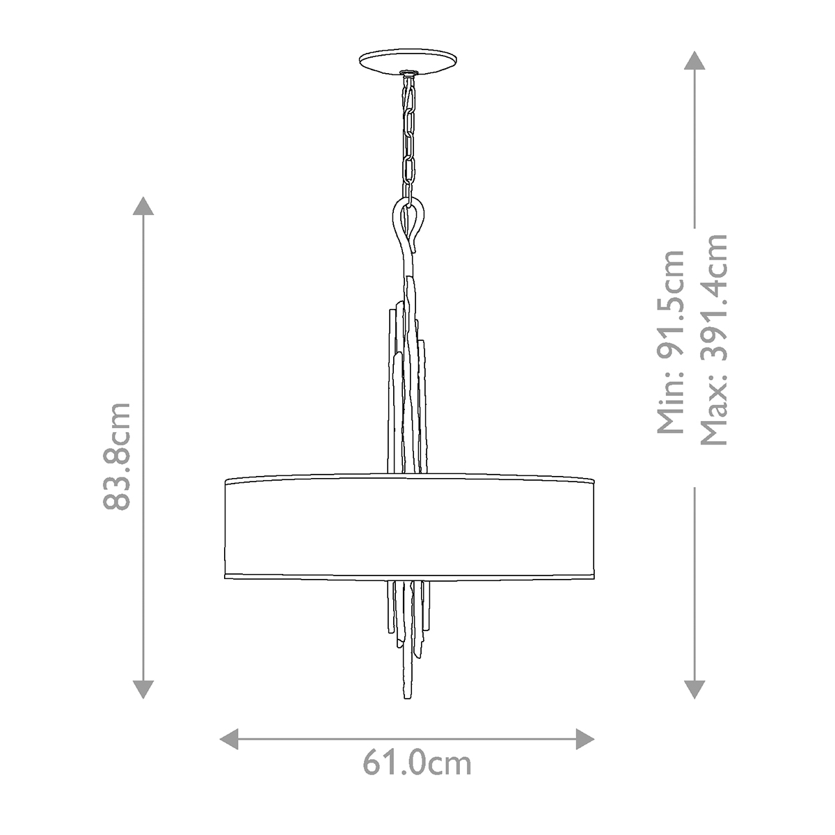 Люстра подвесная с широким белым текстильным абажуром и вертикальными декоративными элементами Hinkley в Самаре