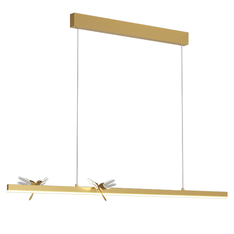 Линейный светильник со стрекозами Dragonfly Linear Chandelier Gold Золотой Прозрачный в Самаре | Loft Concept 