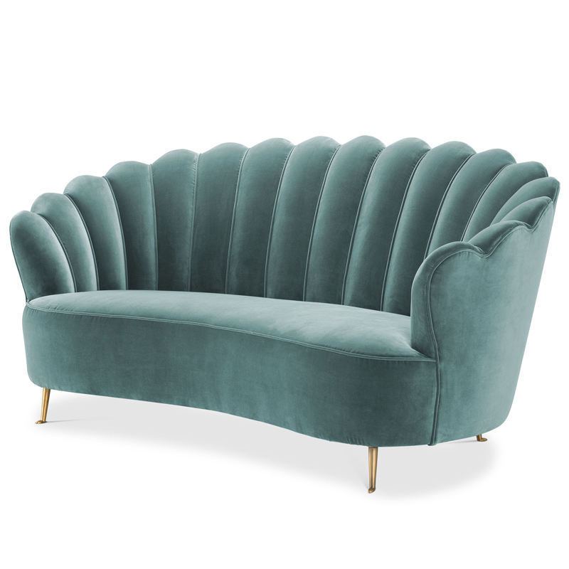 Диван Eichholtz Sofa Messina Turquoise Бирюзовый Латунь в Самаре | Loft Concept 