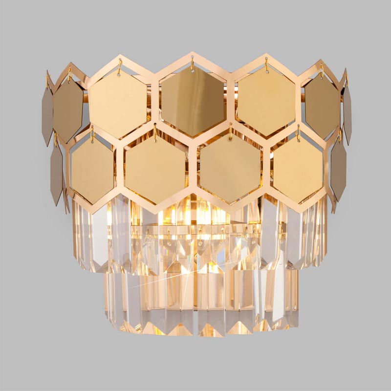 Бра Hanging Hexagon Moira Sconce gold Прозрачный (Transparent) Золотой в Самаре | Loft Concept 