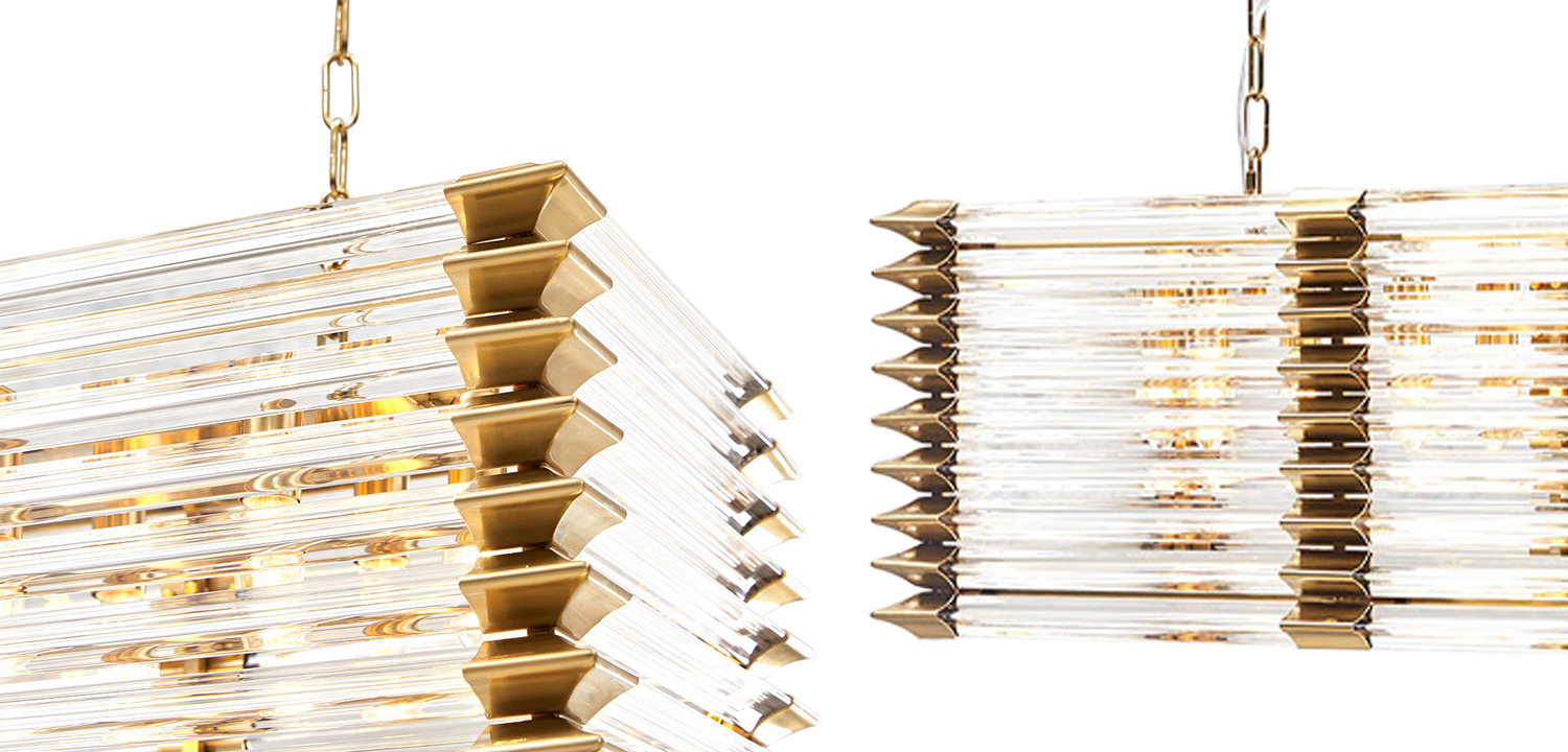 Люстра прямоугольная стеклянная Tadesse Glass Chandelier - фото