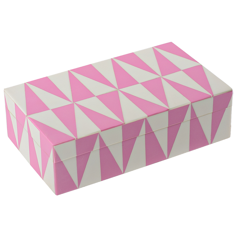 Шкатулка Pink Triangles Bone Inlay Box Розовый Белый в Самаре | Loft Concept 