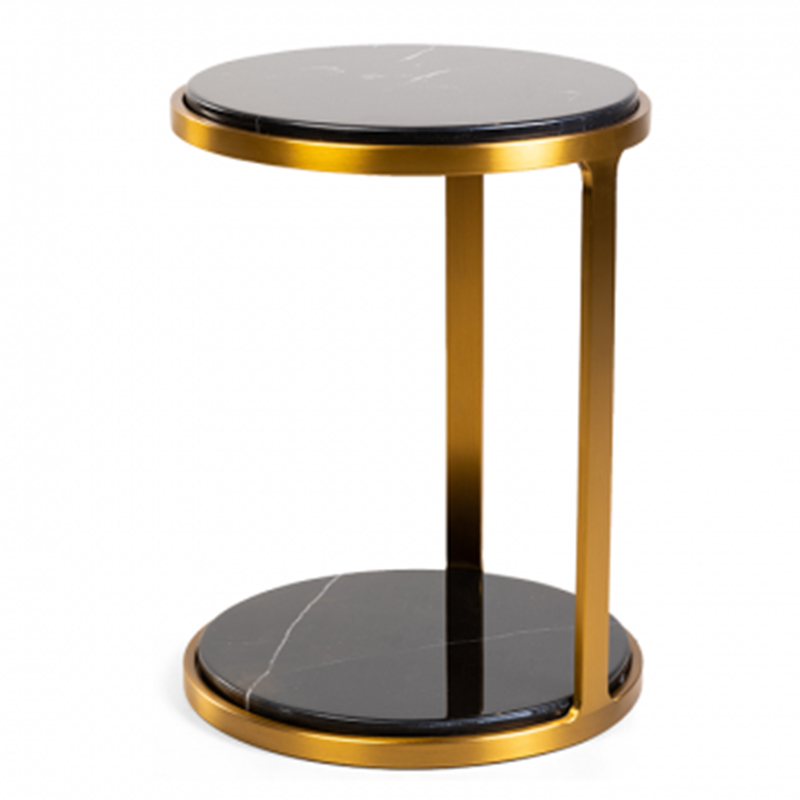 Приставной стол Viorel Marble Side Table Черный Мрамор Nero Глянцевое золото в Самаре | Loft Concept 