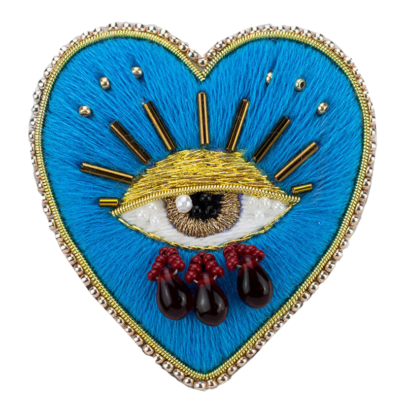 Авторская Брошь Синее Сердце Королевы Brooch Blue Heart Queen Синий в Самаре | Loft Concept 