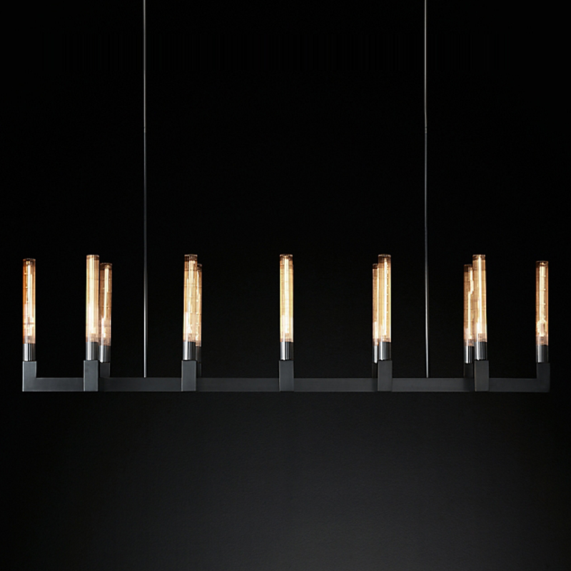 Люстра RH CANELLE Linear Chandelier 12 Modern Black Черный матовый в Самаре | Loft Concept 