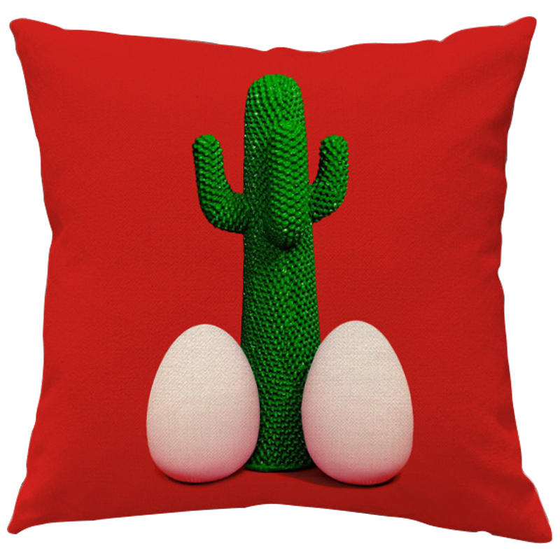 Декоративная подушка Seletti Cushion God Cactus Красный Зеленый Белый в Самаре | Loft Concept 