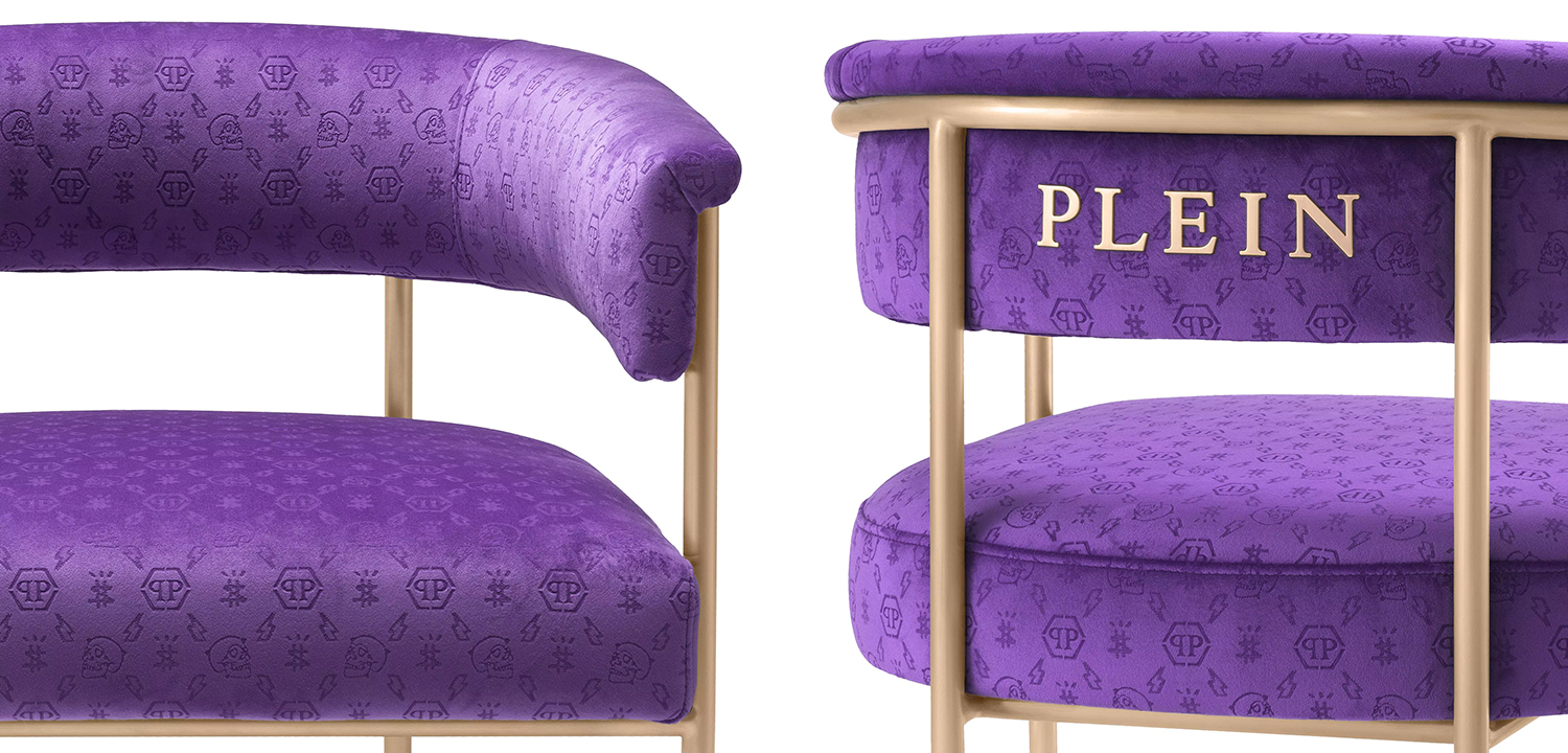 Стул Philipp Plein Dining Chair Monogram Фиолетовый - фото