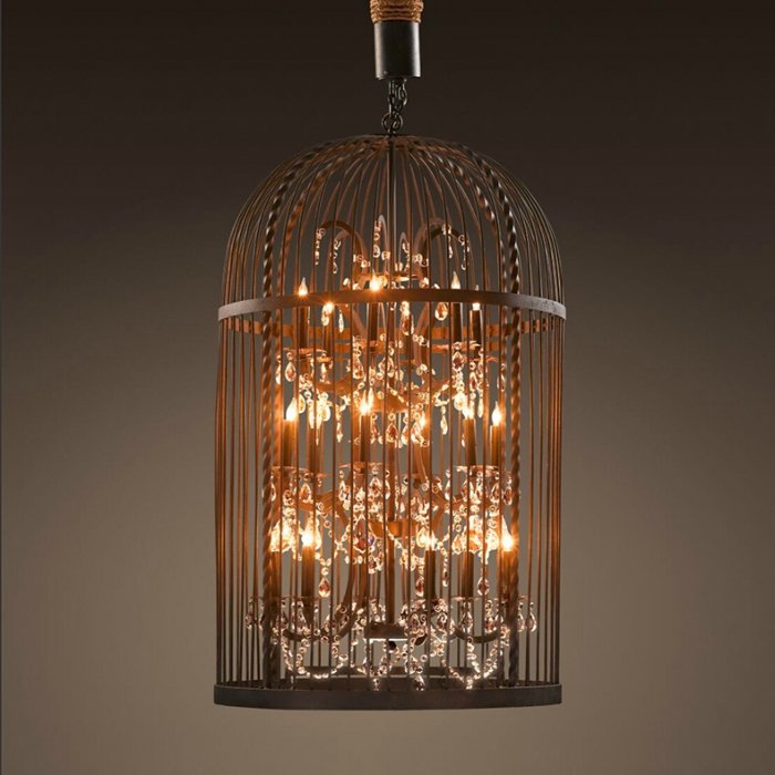 Люстра Steampunk Birdcage Chandelier Искусственная бурая ржавчина Черный в Самаре | Loft Concept 