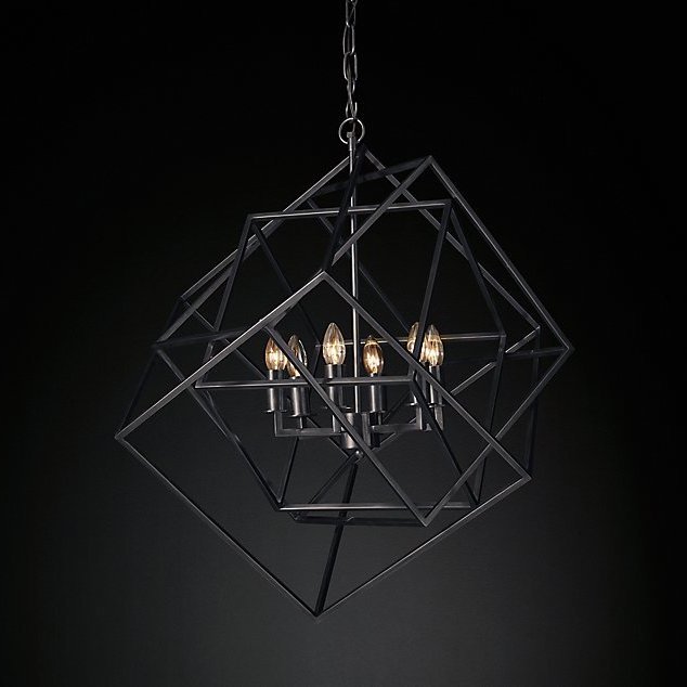 Люстра RH Caged Cubist Pendant black Черный в Самаре | Loft Concept 