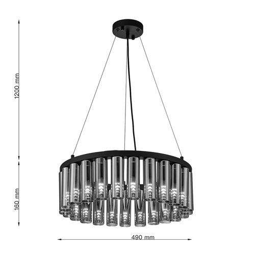 Люстра со стеклянными цилиндрическими плафонами Luminous Cylinders Smoky Round в Самаре