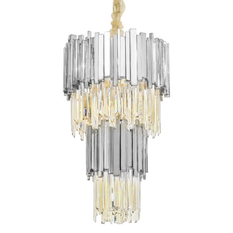 Люстра многоярусная Luxxu Modern Cascade Chandelier Silver Metal Glass 45 Серебряный Прозрачное Стекло в Самаре | Loft Concept 