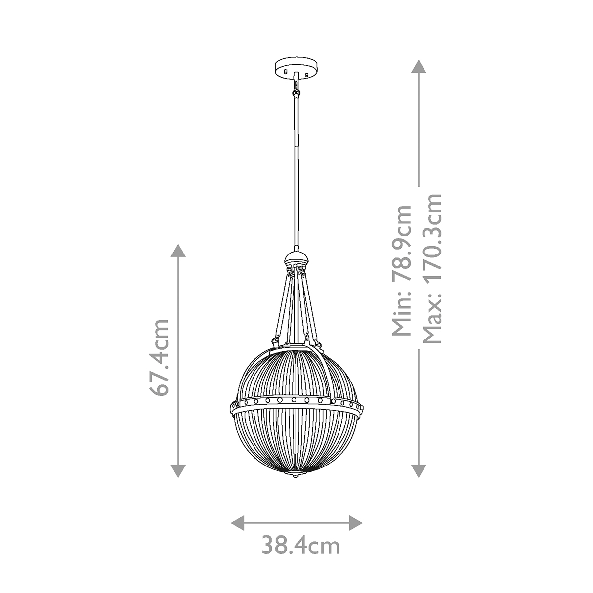Подвесной светильник с рифленым стеклянным плафоном в форме шара Kichler в Самаре
